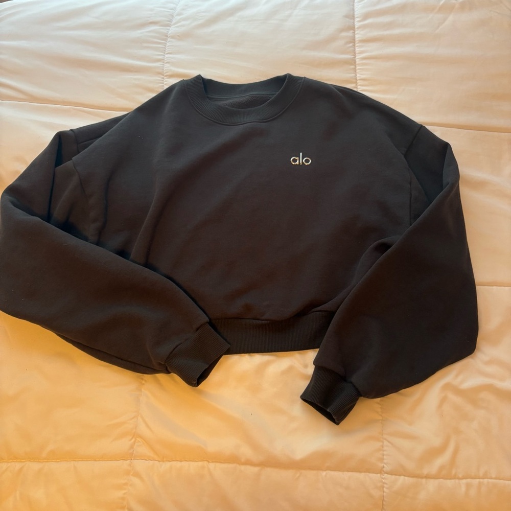 Alo Anthracite grey Cropped Accolade Crewneck - Picture 3 of 5